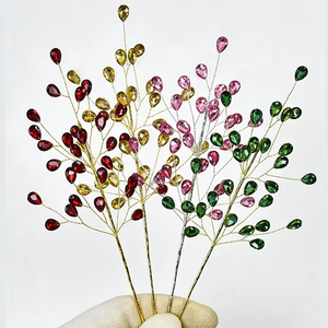 Artificial Crystal Diamond <strong>Flower</strong> Stems Acrylic Faux Floral Picks for Christmas Home Decor DIY Arrangements - Product Image 1