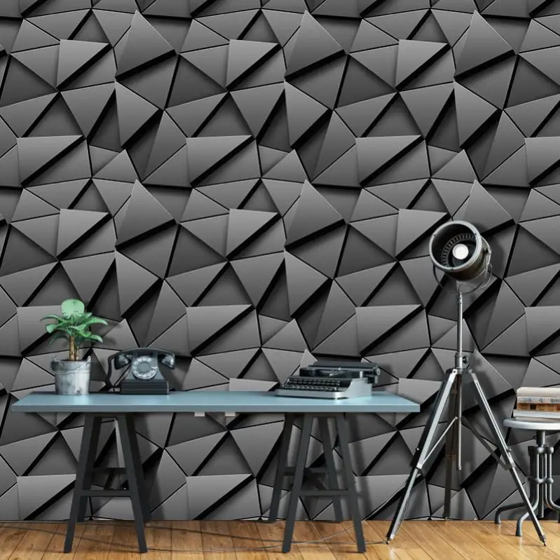 Custom Photo Wallpaper Living Room Tv Background Home Decor 3D Black Triangle Geometry Wall Paper