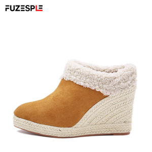 Nouvelles sandales <span class=keywords><strong>compensées</strong></span> à bout pointu pour femme, en daim, semelle en caoutchouc, talon haut 9 cm, style espadrille, collection été-automne - Product Image 2