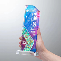 Vollfarbiger UV-Druck Neue Regenbogen-Kristallglas-Diamant-Trophäe für Jahrestagung Auszeichnung Gedenkfeier