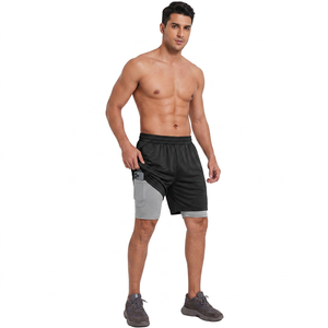 Shorts tissés pour hommes à séchage rapide, respirants, avec cordon de serrage, couleur unie, écologiques, pour l'entraînement de basketball, la gym en extérieur et la course à pied - Product Image 4