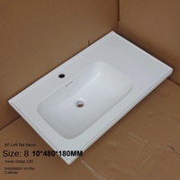 Lavabo rectangulaire en céramique moderne, série 60/70/80/90 cm, installation en vasque, grand lavabo avec un design moderne et simple