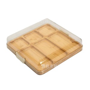 Bamboo Divided <b>Tray</b> With 5 Compartments For Charcuterie <b>Snacks</b> Veggie Platters Home Party Use - Product Image 2