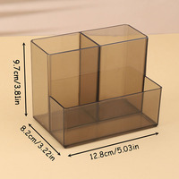 Porte-stylo de bureau multifonctionnel carré en plastique transparent de haute qualité, écologique, imperméable, design élégant