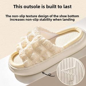 Chaussons en <span class=keywords><strong>lin</strong></span> avec semelle EVA à entre-doigts et granules <span class=keywords><strong>de</strong></span> raisin, modèle gaufré en <span class=keywords><strong>lin</strong></span>, pour femmes et hommes, toutes saisons, intérieur, printemps/automne - Product Image 3