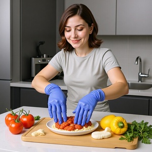 Blue Guard Nitrile <b>Gloves</b> Disposable Food Grade Waterproof Non-slip For Food Processing - Product Image 1
