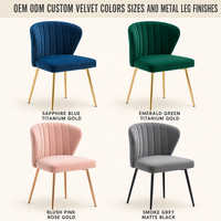 Chaise d'appoint rembourrée moderne avec pieds dorés Chaise d'appoint sans accoudoirs pour salon, cuisine, chambre à coucher Chaises de salle à manger en velours