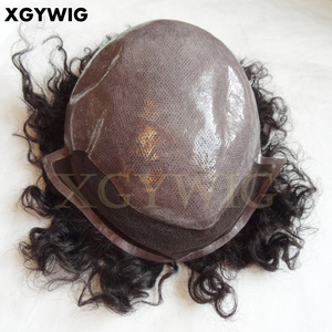 Magazzino OminiLace 12 millimetri sciolti Ricci parrucca 100% di remy Dei Capelli Umani di African American Curl DELL'UNITÀ di elaborazione sottile toupet pelle per <span class=keywords><strong>uomo</strong></span> nero - Product Image 5