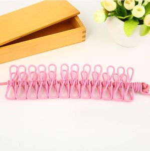 Corde à linge portable pliable de voyage, extensible et coupe-vent, avec 12 pinces et crochets, outil de camping en plein air - Product Image 4