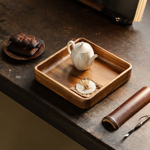 Walnut Wood Square <b>Tea</b> <b>Tray</b> Solid Wood Varnished Multifunction Storage <b>Tray</b> For <b>Tea</b> Set And Snacks - Product Image 4