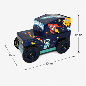 Boîte de rangement en métal en forme de voiture spatiale, boîte en métal imprimée en forme de jouet, emballage cadeau pour enfants - Product Image 3