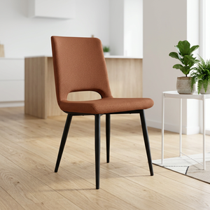 Chaise de salle à manger PASCAL moderne et minimaliste en cuir et velours, assise confortable, portable, empilable, pieds en métal, usage commercial - Product Image 2