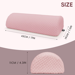 Oreiller ergonomique en mousse à mémoire de forme, demi-cylindre, rose, matelassé, pour le soutien du dos et les massages - Product Image 2
