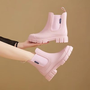 Botas Chelsea de PVC para Mujer, Botas de Lluvia de Media Caña con Boca Elástica, Antideslizantes, Impermeables para Interiores y Exteriores - Product Image 5