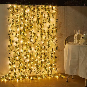 Guirnalda <span class=keywords><strong>de</strong></span> hojas verdes artificiales con pilas, luces <span class=keywords><strong>de</strong></span> <span class=keywords><strong>hadas</strong></span> estéticas para dormitorio y decoración navideña para fiestas - Product Image 6