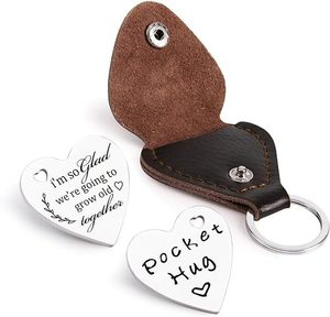 Cep Hug jetonu uzun mesafe hediyeler hatıra çift taraflı deri anahtarlık ile hediye İlham düşünce - Product Image 3