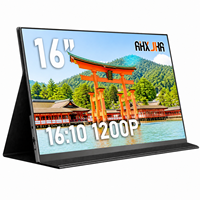 Écran portable AHXJKA 16 pouces double écran 1920x1200 120Hz avec housse en cuir, un seul câble, multi-écrans pour Win Mac Console