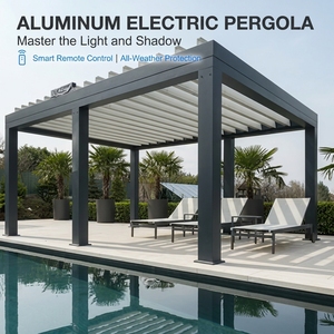 Pergola en aluminium Henlixo toutes saisons avec toit rétractable, imperméable, pour patio extérieur, jardin, gazebo, auvent bioclimatique, kit - Product Image 1