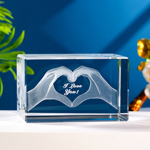 Hot Sale Cheapest Valentine Day Mother Day Gifts Custom <b>Laser</b> Engraving 3D Hand Crystal Crafts for Souvenir - Product Image 3