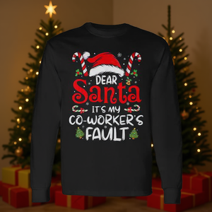 Estimado Papá Noel, es la culpa de mis compañeros de trabajo, camiseta navideña de manga larga - Product Image 3