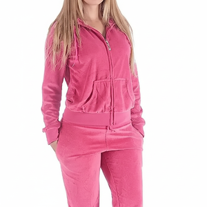 Style frais 2 pièces pantalon ensemble hiver Sexy à manches longues fabrication de vêtements hauts courts velours velours survêtements - Product Image 1