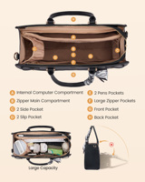 Sac pour ordinateur portable LOVEVOOK de luxe, 15,6 pouces, en cuir PU, sacoche pour ordinateur portable, sac à main pour enseignant, bureau, travail, sac fourre-tout avec écharpe en soie