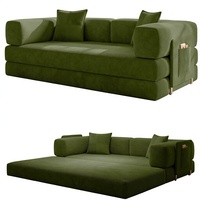 Canapé-lit pliant moderne 5-en-1 de 79'' avec dossier capitonné, pieds en métal, extensible, convertible, confortable, sans armature, en mousse modulaire