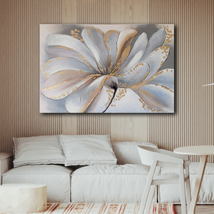 <span class=keywords><strong>Peinture</strong></span> à l'huile abstraite dorée florale peinte à la main sur toile <span class=keywords><strong>de</strong></span> lin 300g Décoration murale contemporaine pour la maison Taille personnalisée Fleur - Product Image 4