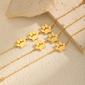 Pulsera de Acero Inoxidable Chapada en Oro de 18K con Dije de Pata en Blanco, Diseño Personalizado, Grabable, Pata de Gato, Joyería de Moda Tendencia - Product Image 3