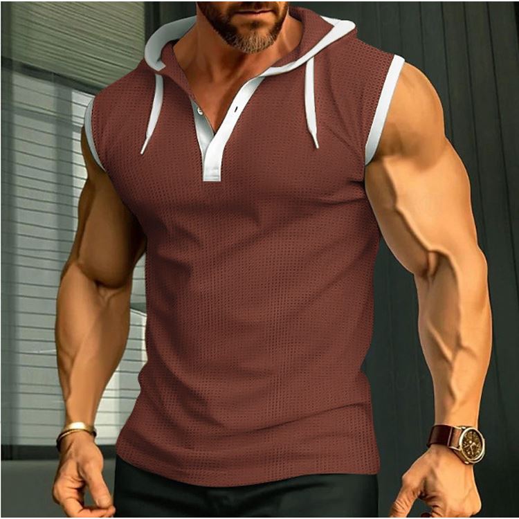And American Vest Training Sleeveless Vest Heavy Summer Sports Fitness Hooded Men's Vest