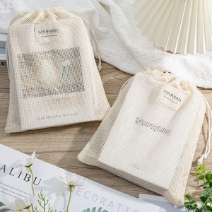 Nhỏ có thể tái chế bông lưới Túi với dây rút Bộ đồ ăn và gối bao bì túi lưới - Product Image 3