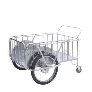 Chariot de transport médical en acier inoxydable Swiss Franc RT-010B à roues silencieuses monocouche, chariot à main pour fournitures hospitalières - Product Image 1