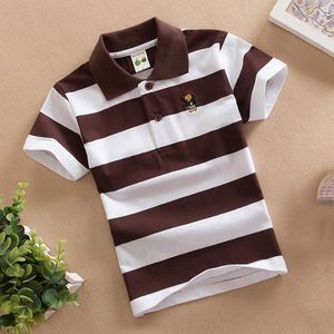 เสื้อโปโลเด็กชายลายทาง ดีไซน์ใหม่ สำหรับเด็กอายุ 2-14 ปี เสื้อผ้าบูติกเด็ก 100% ผ้าฝ้าย - Product Image 3