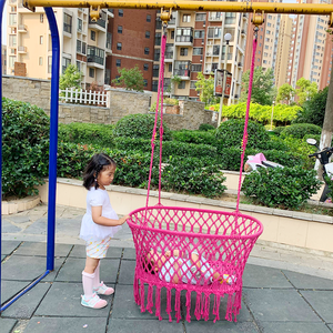 Niño niños bebé <span class=keywords><strong>hamaca</strong></span> silla colgante Macrame hecha <span class=keywords><strong>a</strong></span> <span class=keywords><strong>mano</strong></span> de algodón interior colgante al aire libre columpio silla - Product Image 3