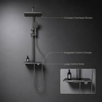 Système de douche pluie apparent en laiton brossé couleur canon de fusil avec jet doux et sortie trois fonctions eau chaude/froide pour l'hôtellerie