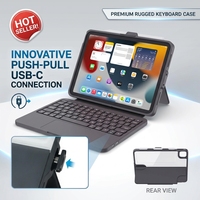 Clavier robuste MIL-STD avec pavé tactile pour iPad Air Pro 10 11, design push-pull, anti-effraction, résistant aux éclaboussures