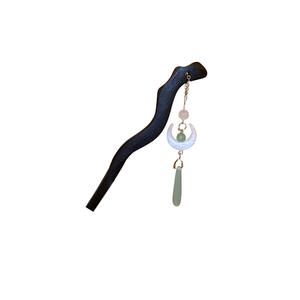 Chinois rétro cheveux accessoires Vintage cheveux bâton broche acajou résine larme lune pendentif épingle à cheveux cheveux bâton - Product Image 5