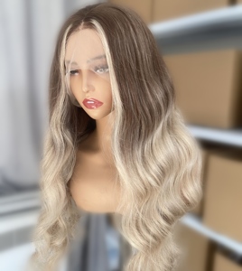 Parrucca frontale In pizzo In Stock per donne bianche naturali Ombre biondo Body Wave vergine capelli umani viscere In pizzo - Product Image 1
