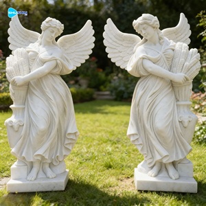 Statue d'ange en <span class=keywords><strong>marbre</strong></span> d'extérieur personnalisée - Figure en pierre de style victorien élégant pour jardin ou cimetière - Product Image 6