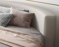Lit rond de luxe moderne 2025 en velours, taille King, avec rangement réglable, fonction massage et conception pré-assemblée pour mobilier de chambre d'hôtel