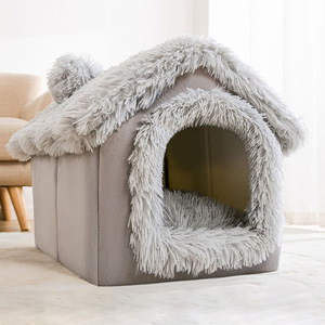 Casa de Felpa para Gatos, Cama para Gatos, Color Gris, Cálida para Invierno - Product Image 1