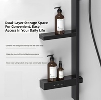 Fabricant de robinets de douche thermostatiques intelligents de luxe gris anthracite avec double étagère de rangement, 5 fonctions, effet pluie