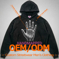 Fabricants de vêtements – Sweat à capuche pour homme, coupe ample, en coton 400 g/m², délavé à l'acide, impression numérique, style streetwear personnalisé