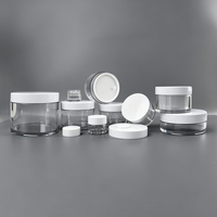 Vente en gros de pots en plastique PET de haute qualité pour crème cosmétique avec couvercle, capacité de 5 ml, 10 ml, 15 ml, 20 ml, 30 ml, 50 ml, 100 ml, 120 ml