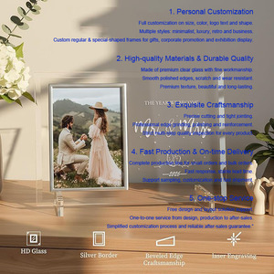 Cadre <span class=keywords><strong>photo</strong></span> personnalisé en <span class=keywords><strong>verre</strong></span> gravé transparent 2026 pour souvenir de mariage - Product Image 3