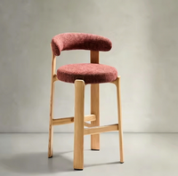 Tabourets de bar en bois de haute qualité, uniques et confortables, avec dossier, siège rembourré doux, tabourets de comptoir en bois naturel, lot de 3