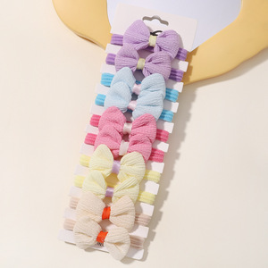 2025 nuovo commercio all'ingrosso scrunchies cravatta per capelli di colore dolce fiore legami per i capelli per i bambini del bambino blu rosa fiocco set cravatte per capelli - Product Image 5