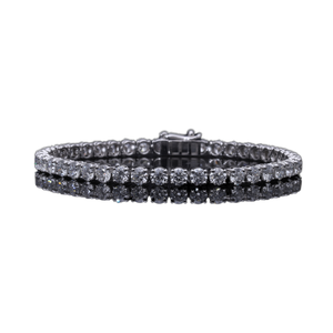 Bracelet tennis 9 carats en diamants de laboratoire à quatre griffes, en or 14 carats plaqué rhodium, taille brillant rond, pour femme, 12g, symétrique - Product Image 2