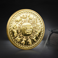 Vente en gros Nouveau design Pièce d'or en alliage Pièce commémorative personnalisée Pièces d'or en cuivre Kylin