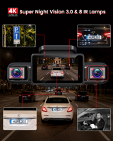 Caméra embarquée 5 canaux 4K 360° avant/arrière/gauche/droite avec écran IPS, garantie 1 an, IA DMS, WiFi 5G, GPS et CPL